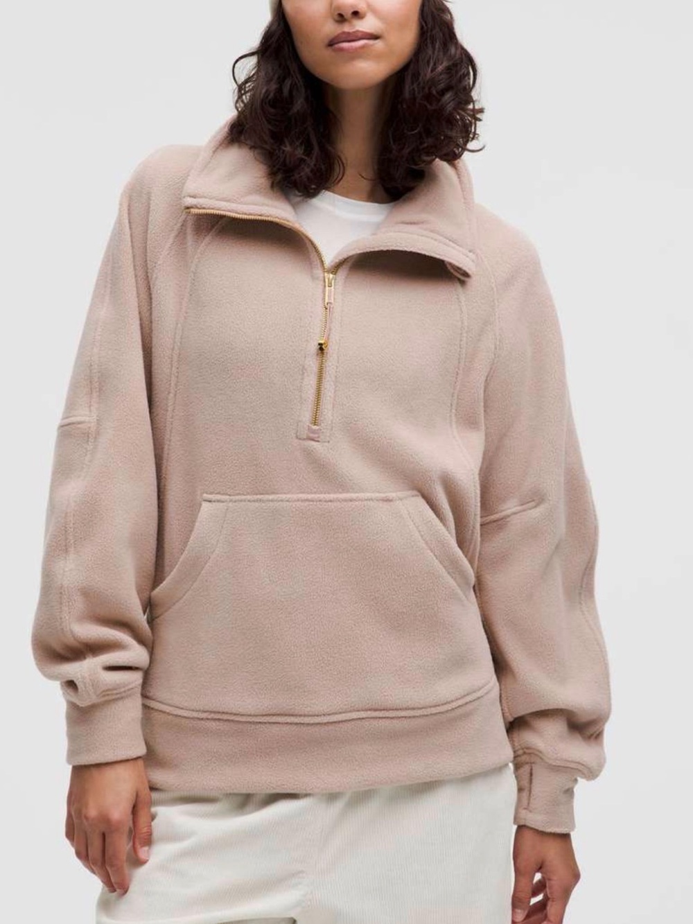 Lululemon Scuba Tumbled Fleece Funnel-Neck Half Zip Adaptive Pink / Gold size M/